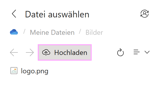 Die Schaltfläche „Hochladen“.