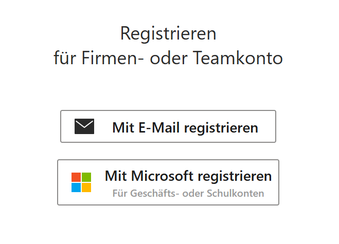 Registrierungsoptionen für Shared Email Templates.