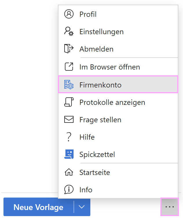 Greifen Sie über den Bereich „Shared Email Templates“ in Outlook auf Ihr Firmenkonto zu.