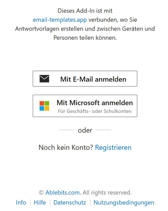 Melden Sie sich an, um einem Shared Email Templates-Firmenkonto beizutreten.