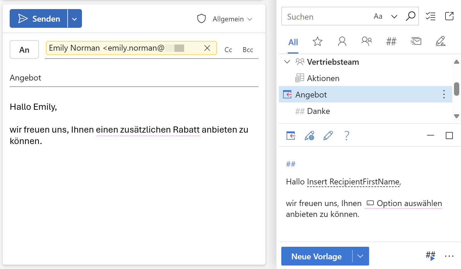 Eine Outlook-E-Mail-Nachricht mit ausgewählter Option aus der Dropdownliste. eine Outlook-E-Mail-Nachricht mit ausgewählter Option aus der Dropdownliste.
