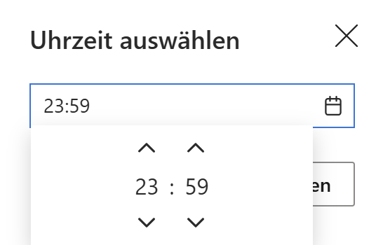Dialogfeld „Zeitauswahl“. Dialogfeld „Zeitauswahl“.