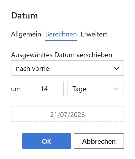 Datum automatisch verschieben. Datum automatisch verschieben.