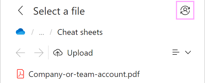 Select to switch to another OneDrive account.