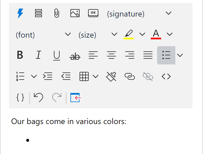 Start creating a bulleted list.