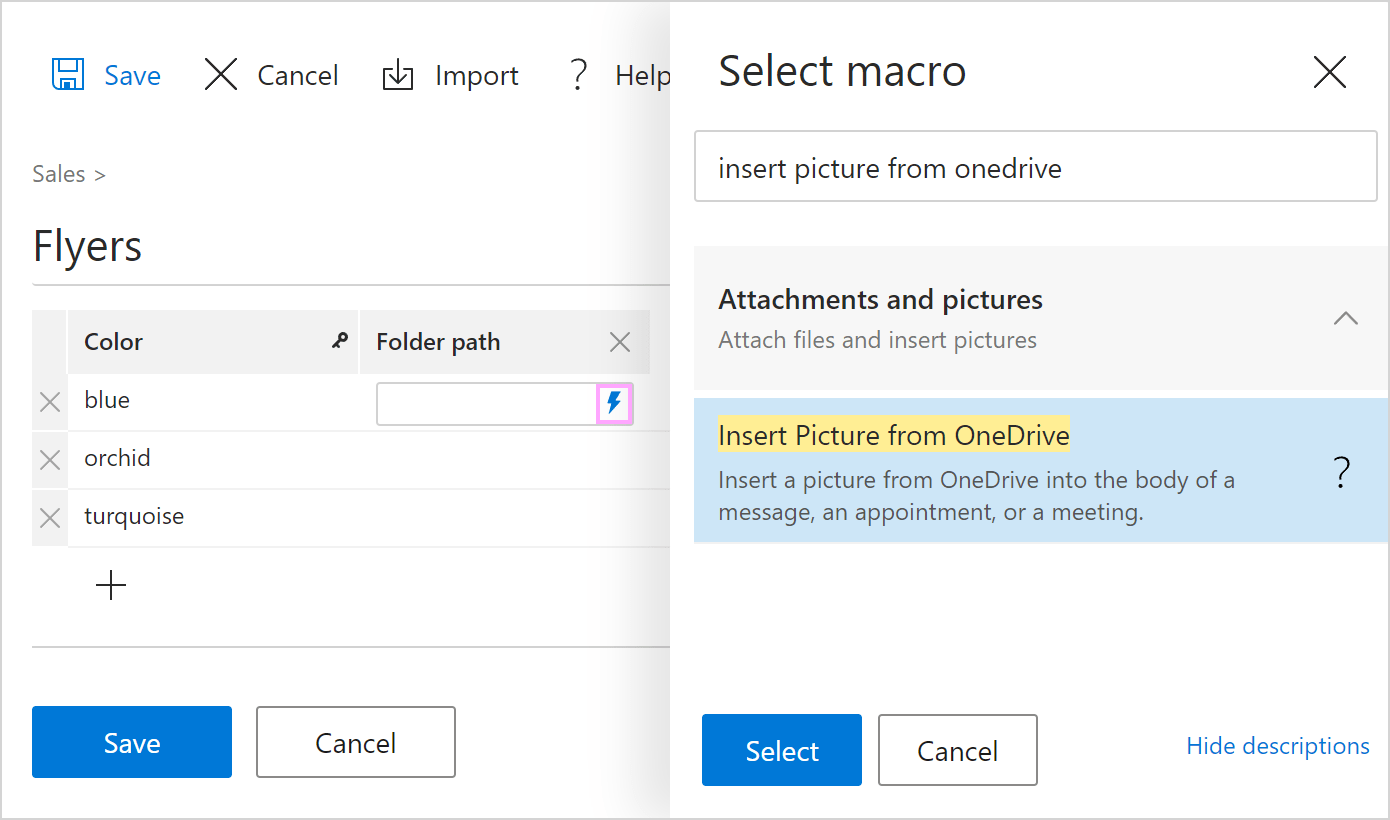 Use the Insert picture from OneDrive option.