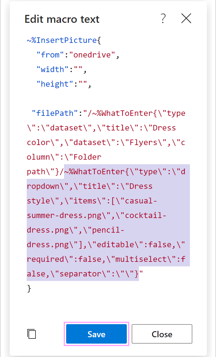 Add the second WhatToEnter to the filePath parameter.