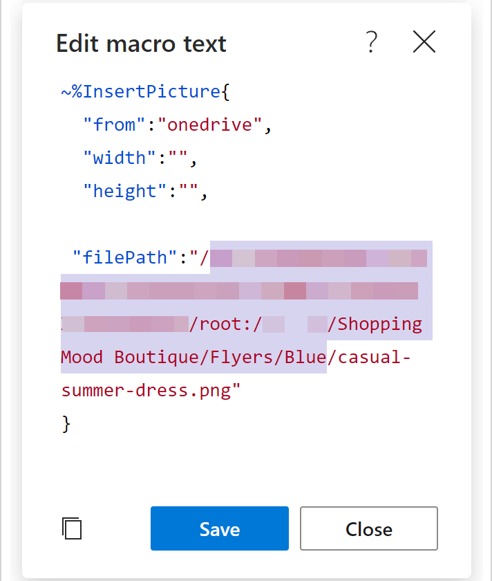 Edit the InsertPicture macro text.