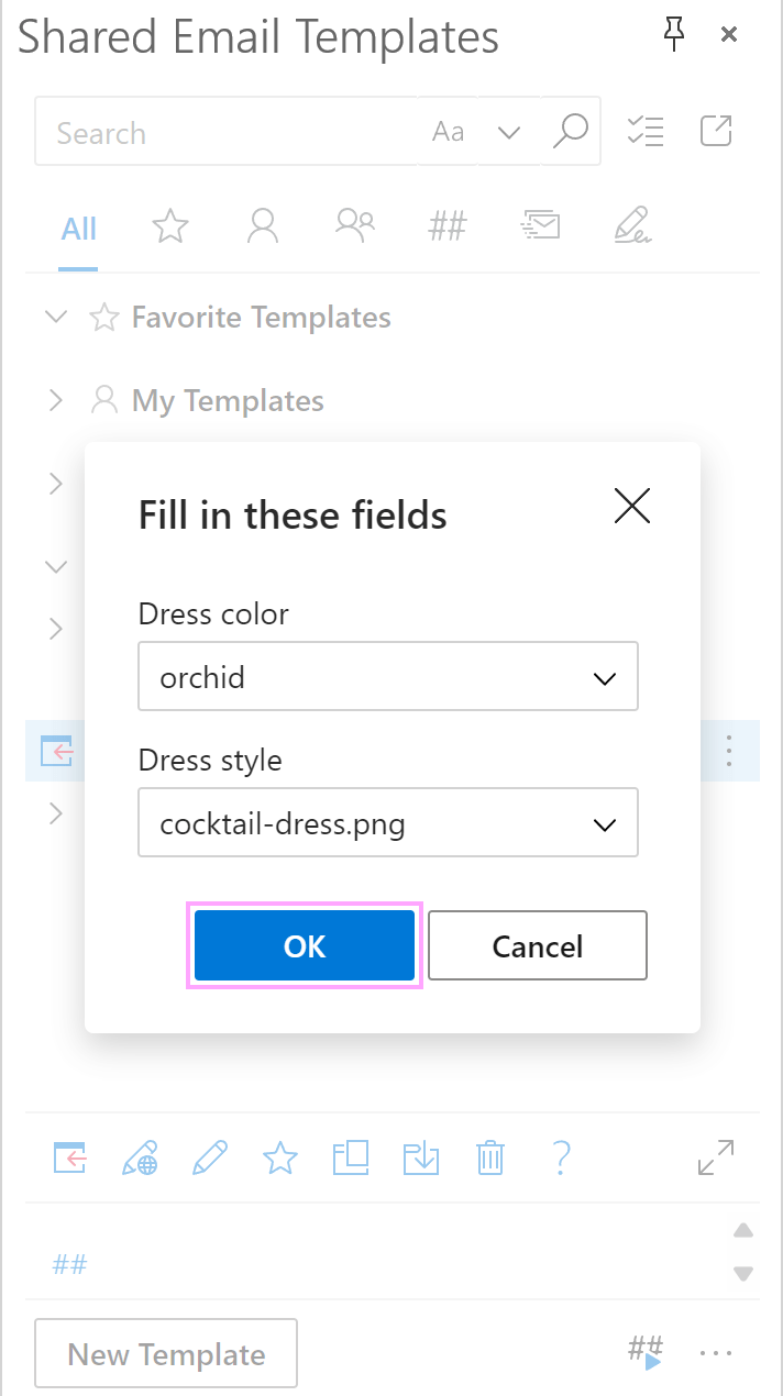 Select a folder and the image to insert into an Outlook email.