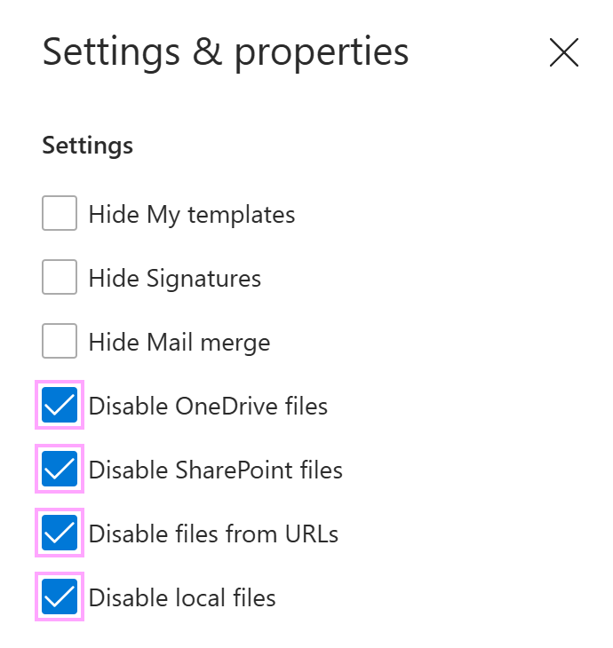Choose which options to disable.