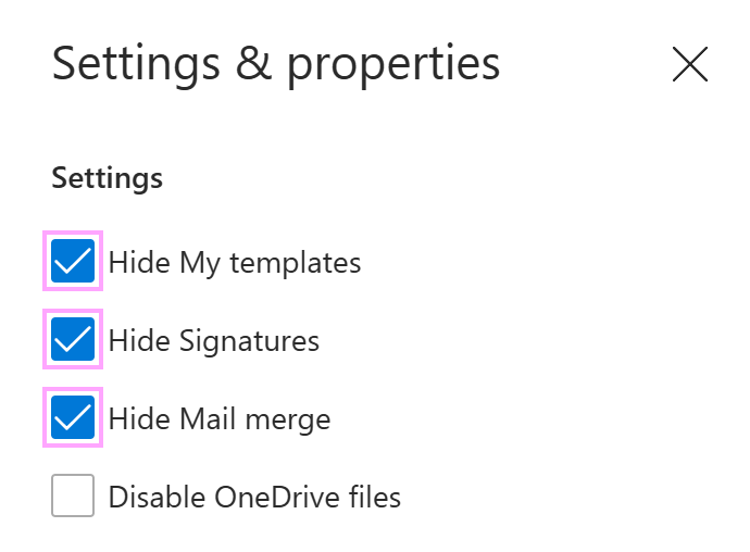 Choose which features to hide.