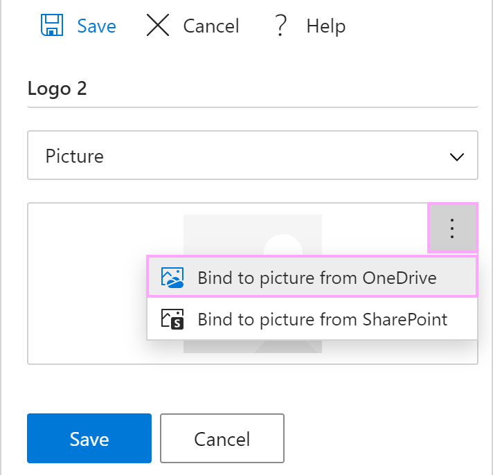 Choose an image file from OneDrive or SharePoint.
