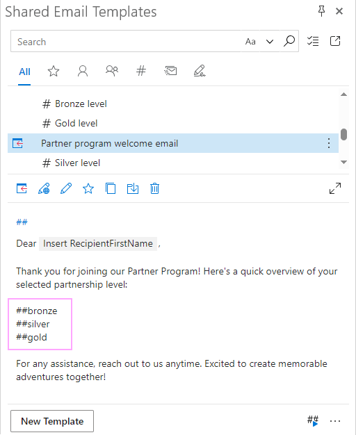Nest smaller email templates inside the larger one.