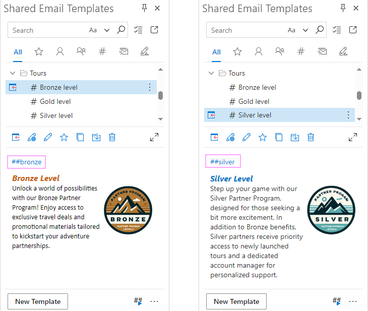 Create shortcuts for Outlook email templates.
