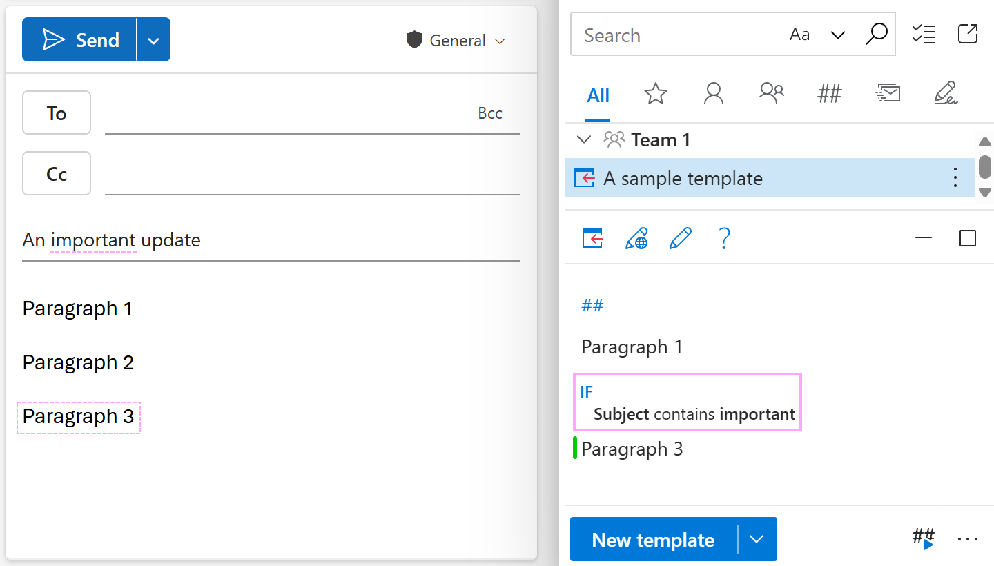 The template part is inserted because the condition is met.