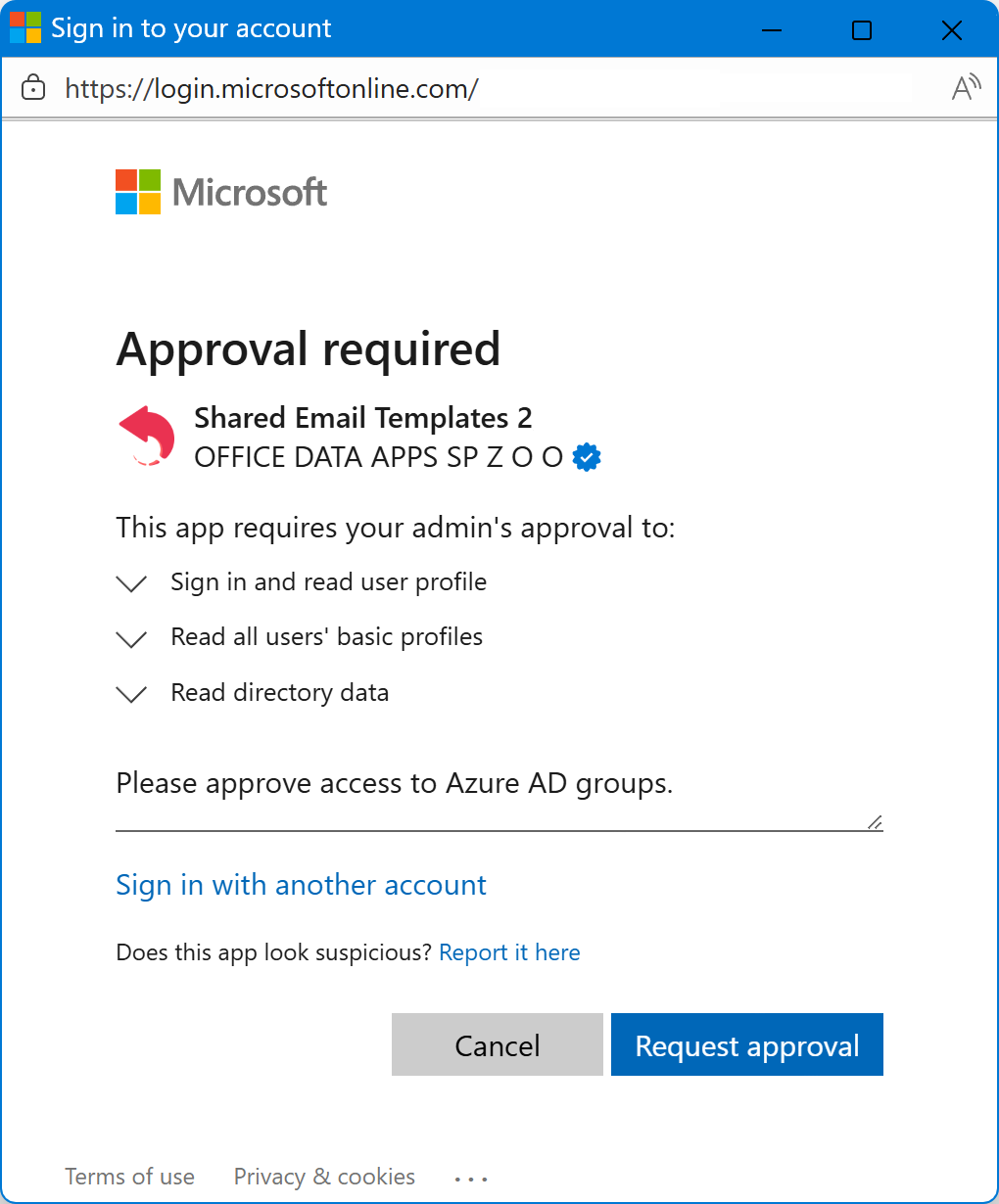 Requesting approval Requesting approval