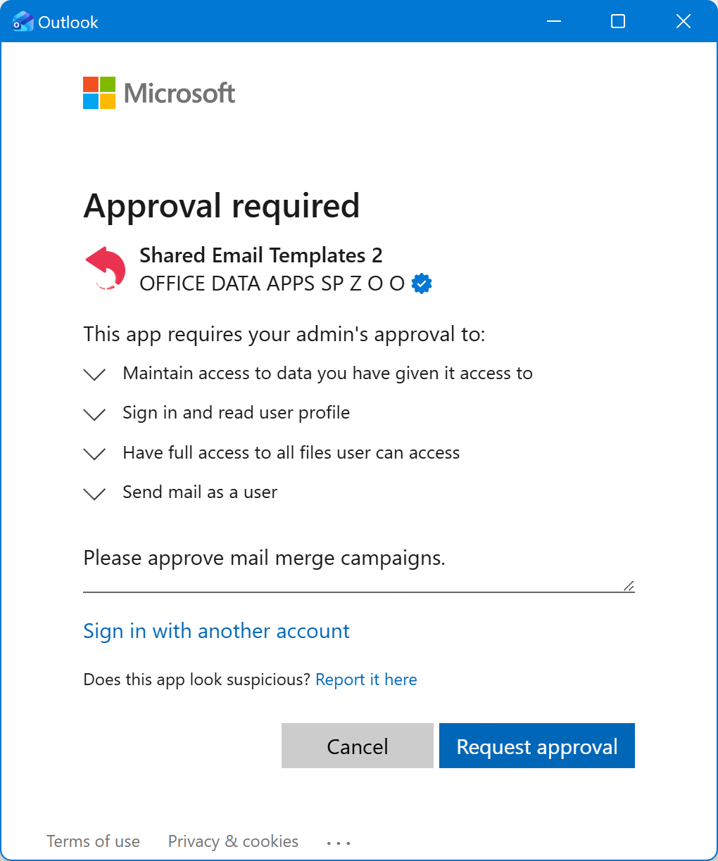 Requesting approval Requesting approval