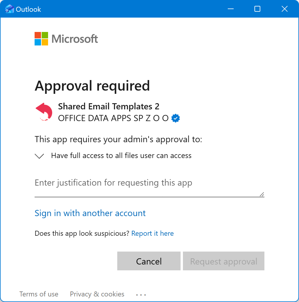 Approval required dialog shown when accessing OneDrive Approval required dialog shown when accessing OneDrive