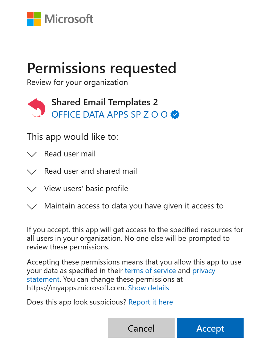 Permissions requested dialog shown in the Microsoft Entra admin center Permissions requested dialog shown in the Microsoft Entra admin center