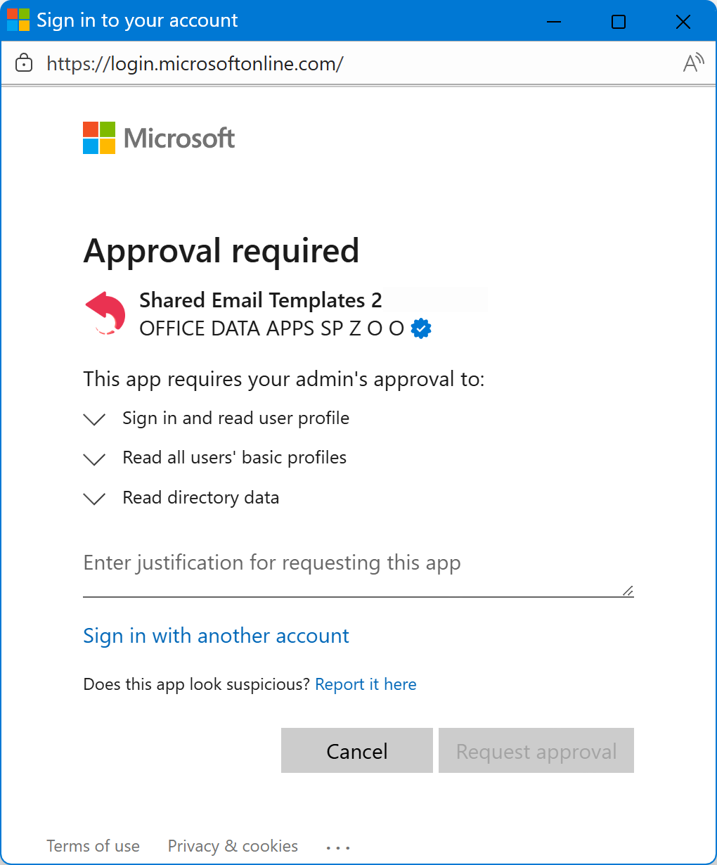 Approval required dialog shown when importing users from an Azure AD group