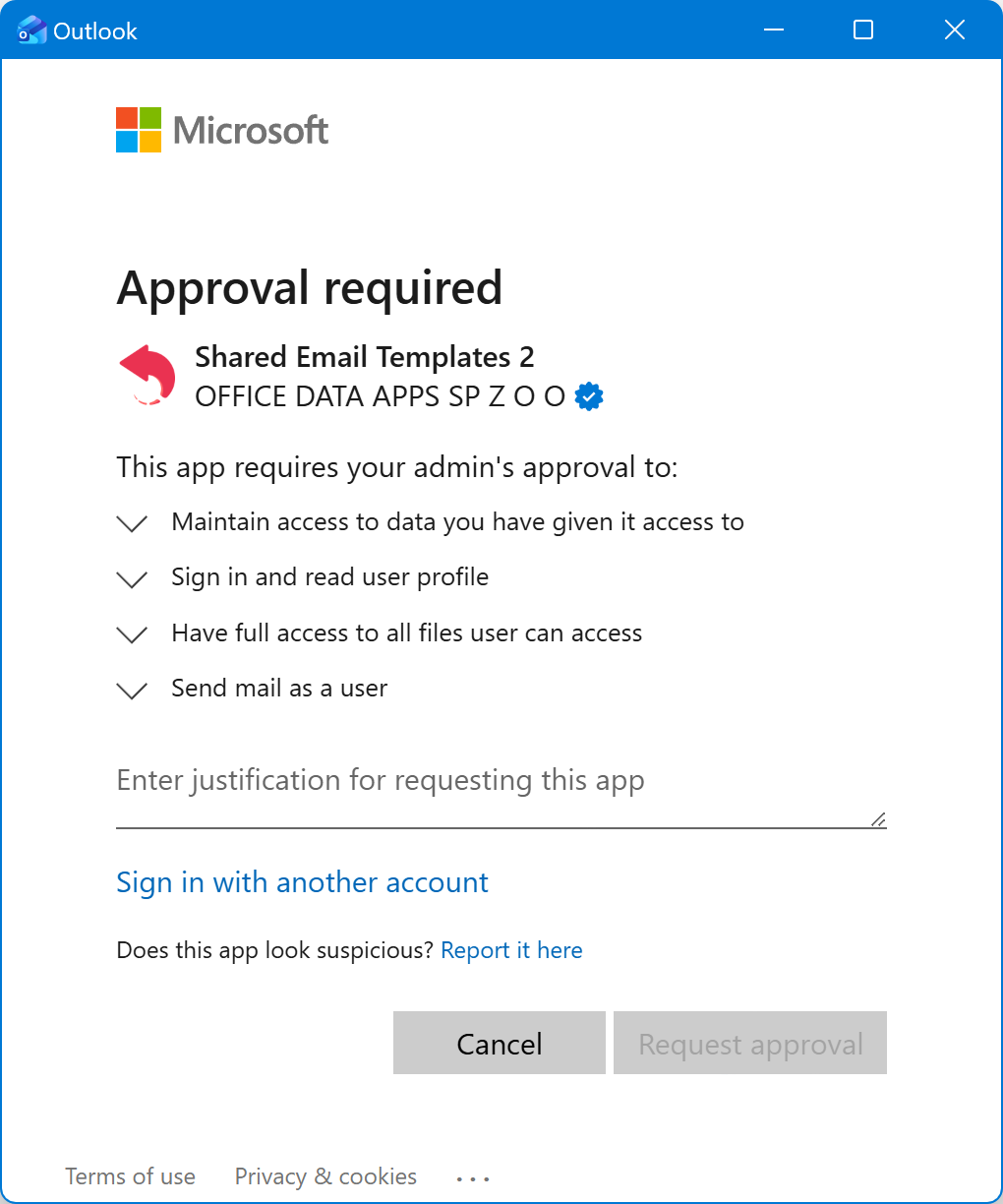 Approval required dialog shown when scheduling or sending a mail merge campaign