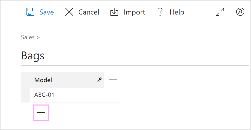 Add a row using the plus sign below the bottom row.
