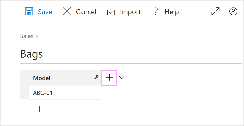Add a text column using the plus sign next to the rightmost column.