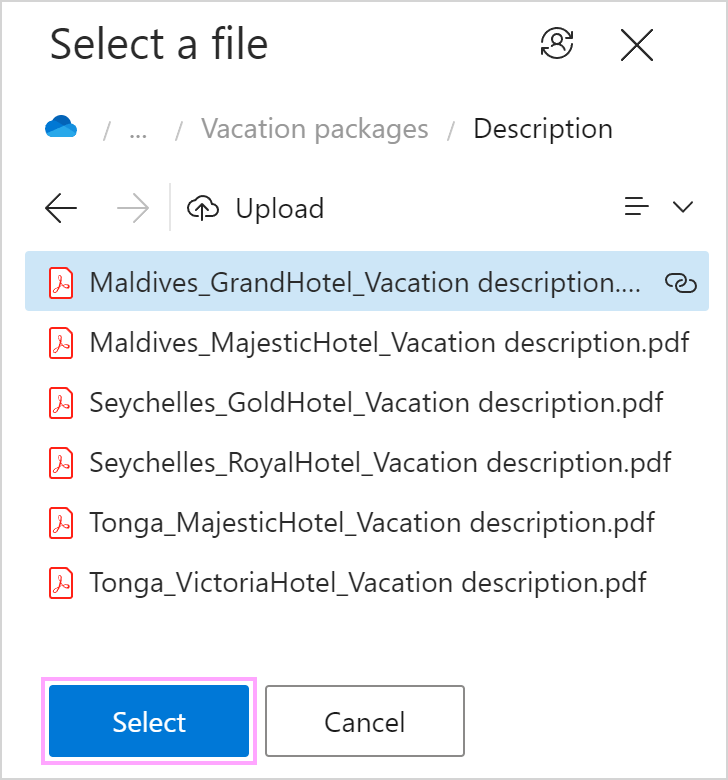 Select a file.