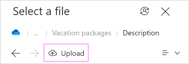 Use the Upload button when needed.