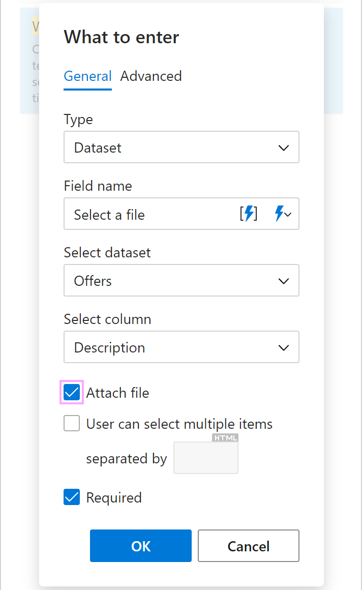 Make sure the Attach file checkbox is selected.