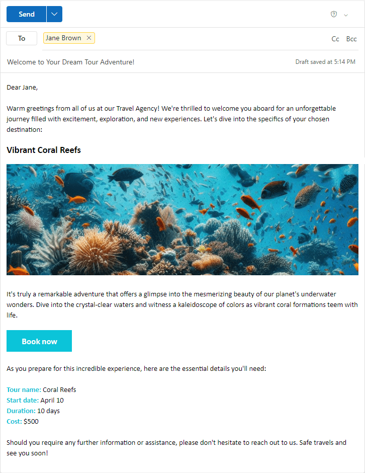 An attractive and informative Outlook email is tailored for a specific recipient. An attractive and informative Outlook email is tailored for a specific recipient.