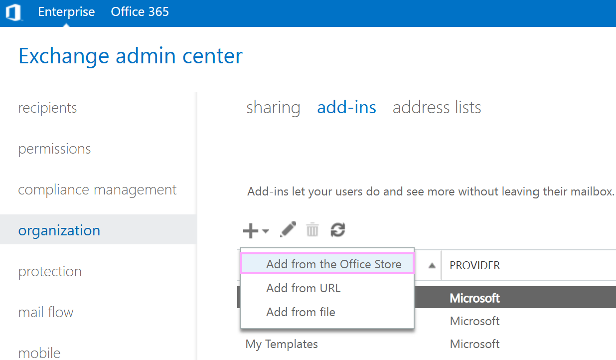Select the Add from the Office Store option. Select the Add from the Office Store option.