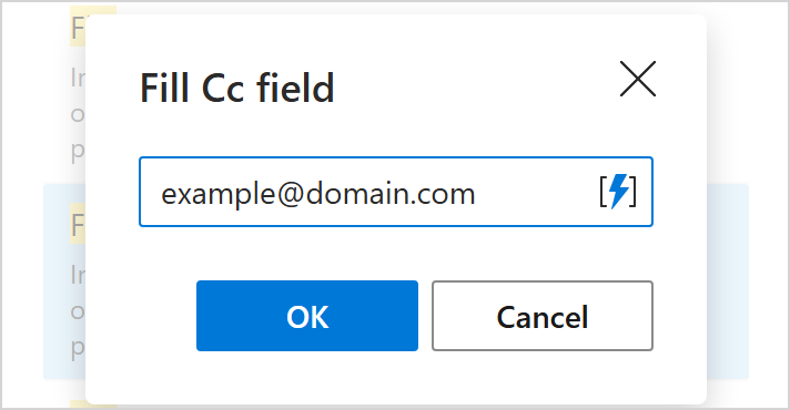 Specify the email addresses to use in the Cc field.