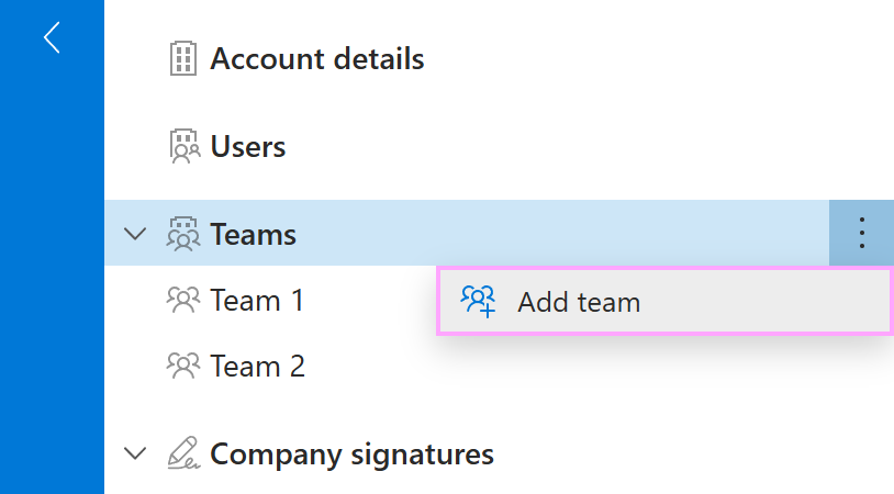 The Add team option in the Shared Email Templates app
