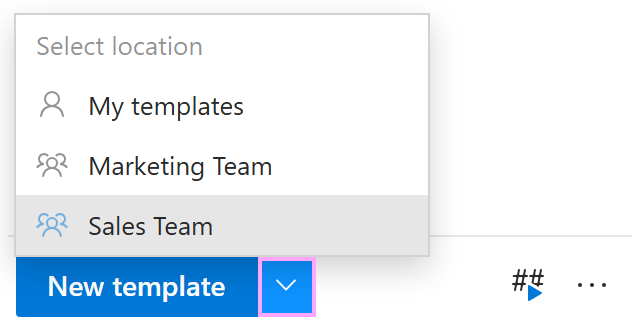 Selecting the location for a new template