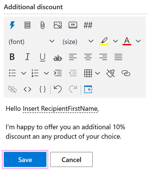 Save a new template.