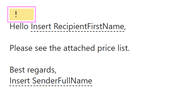 A note in the template preview A note in the template preview
