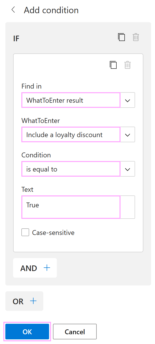 Adding a condition to a template part