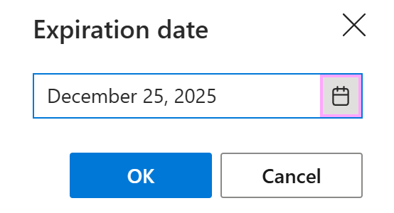 A pop-up dialog for selecting a date