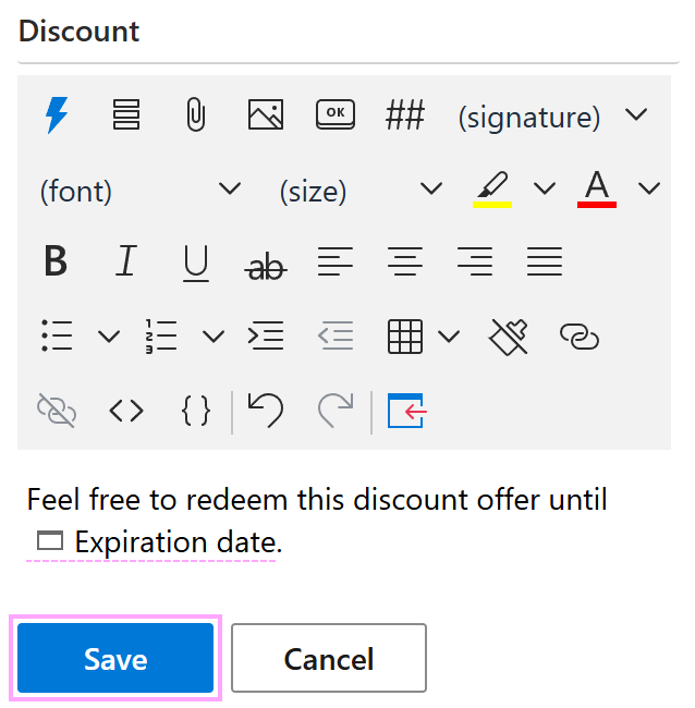 A date picker in a template