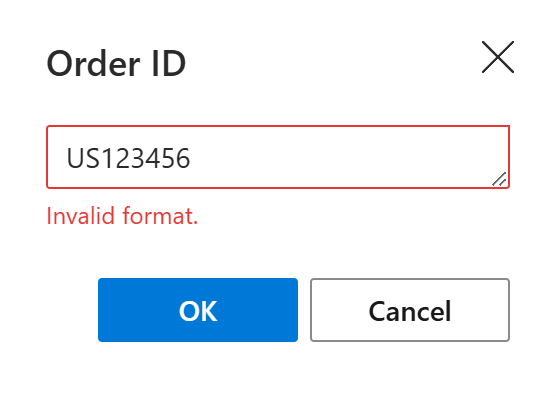 A value that doesn't match the required pattern is marked as Invalid format.