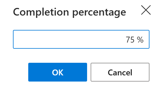 A dialog for entering a percentage value A dialog for entering a percentage value