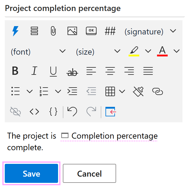 The WTE macro placeholder indicating a field for entering a percentage value The WTE macro placeholder indicating a field for entering a percentage value