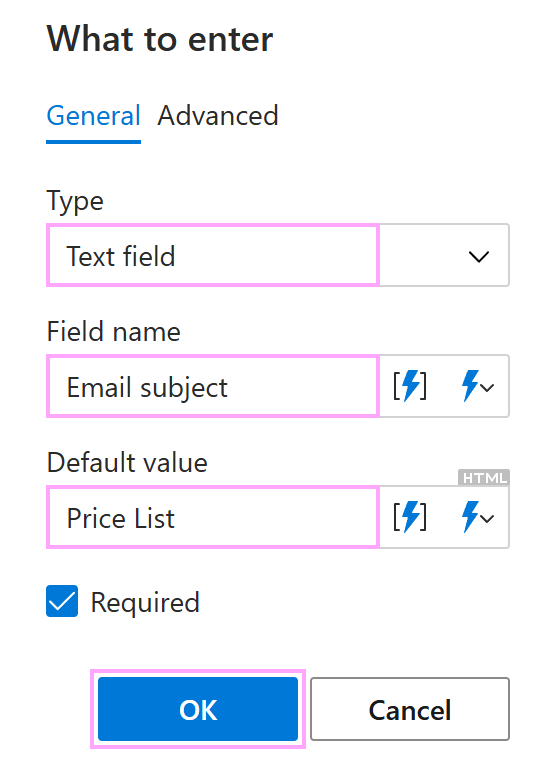 Creating a fillable text field with the WhatToEnter macro Creating a fillable text field with the WhatToEnter macro