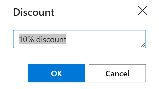 A pop-up dialog with a text-entry field containing the default text A pop-up dialog with a text-entry field containing the default text