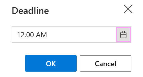 A pop-up dialog for selecting time A pop-up dialog for selecting time