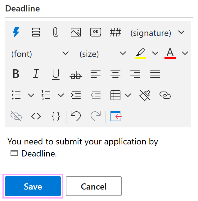 A time picker in an email template A time picker in an email template