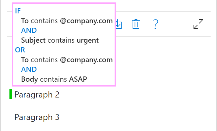 A template part with a complex condition in the template preview.