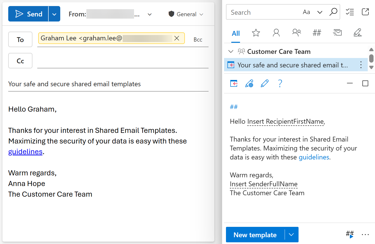 A clickable link in a template inserted into an Outlook email A clickable link in a template inserted into an Outlook email