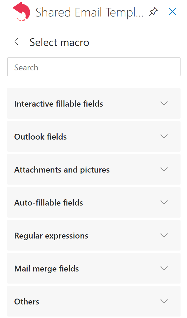 Groups of Shared Email Templates macros
